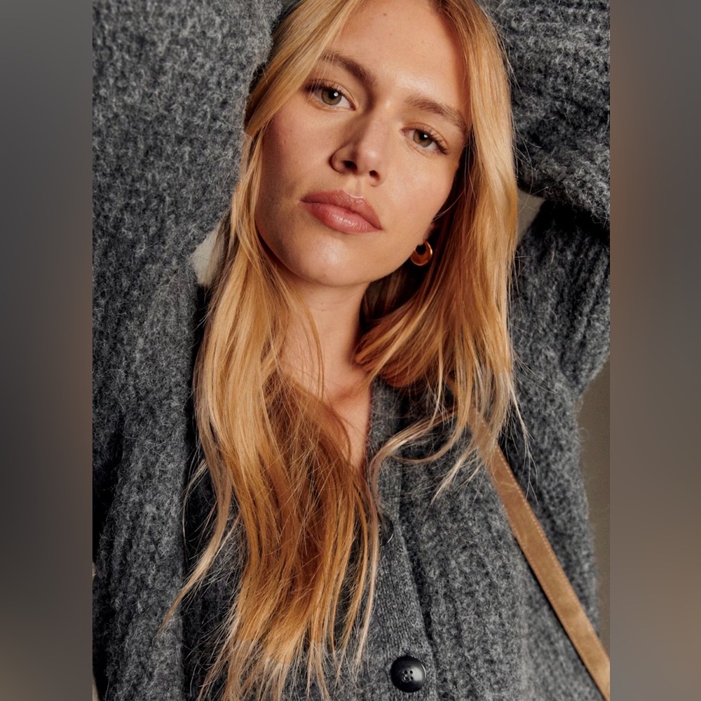 Sezane Basile Cardigan Charcoal Grey - Size M